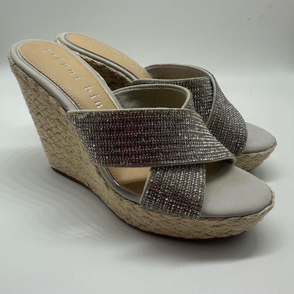 Gianni Bini Silver Wedge Shoes Elegant Design
